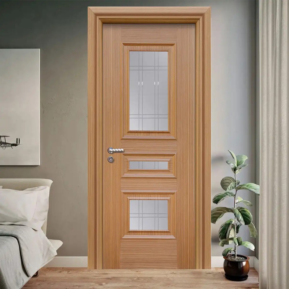 Doğal Bambu Kaplama Camlı Oda Kapısı