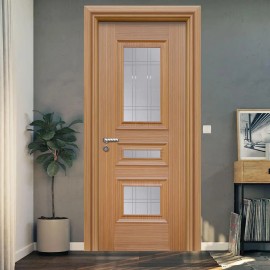 Doğal Bambu Kaplama Camlı Oda Kapısı